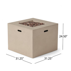 English Elm Aidan Concrete Square Fire Pit Outdoor Patio Gathering Focal Point with 40000 BTU Heat 63490.00LGRY-40K