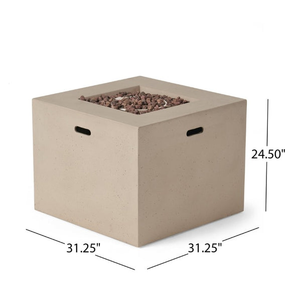 English Elm Aidan Concrete Square Fire Pit Outdoor Patio Gathering Focal Point with 40000 BTU Heat 63490.00LGRY-40K