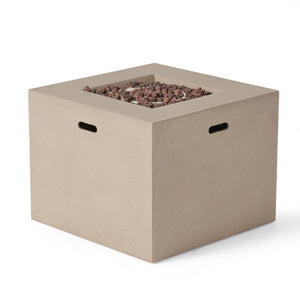 English Elm Aidan Concrete Square Fire Pit Outdoor Patio Gathering Focal Point with 40000 BTU Heat 63490.00LGRY-40K