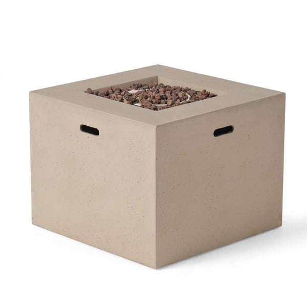 English Elm Aidan Concrete Square Fire Pit Outdoor Patio Gathering Focal Point with 40000 BTU Heat 63490.00LGRY-40K