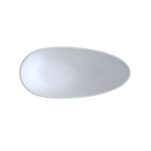 English Elm 59'' Freestanding Resin Stone Soaking Tub Sculptural Matte Finish with Overflow Drain W2753P191227