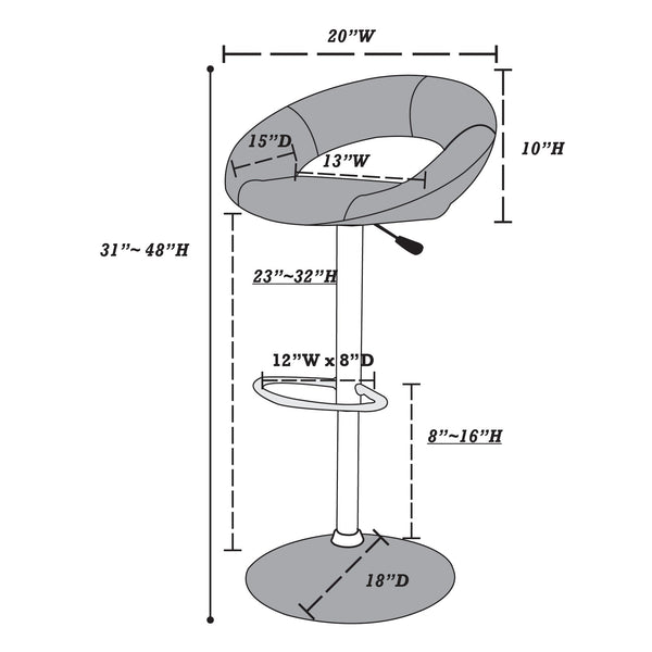 English Elm Adjustable Barstool with White Faux Leather Upholstery, Gas Lift, 360° Swivel & Footrest for Kitchen Islands B089P390147