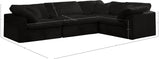 Cozy Black Velvet Modular Sectional 634Black-Sec4C Meridian Furniture