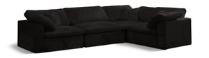 Cozy Black Velvet Modular Sectional 634Black-Sec4C Meridian Furniture