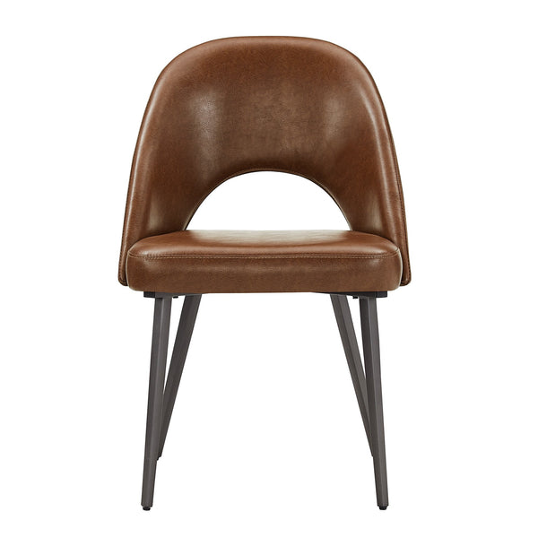 Kryston Retro Dining Chair with Curved Back Iron Legs and Upholstered Foam Seat