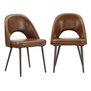Kryston Retro Dining Chair with Curved Back Iron Legs and Upholstered Foam Seat