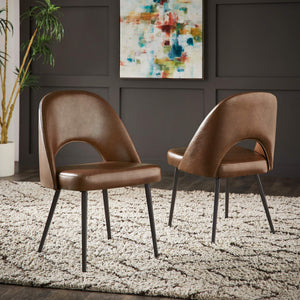 Kryston Retro Dining Chair with Curved Back Iron Legs and Upholstered Foam Seat
