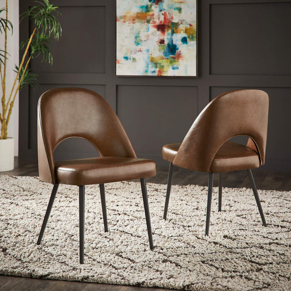 Kryston Retro Dining Chair with Curved Back Iron Legs and Upholstered Foam Seat