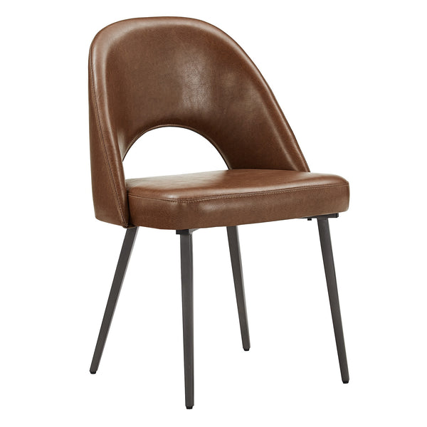 Kryston Retro Dining Chair with Curved Back Iron Legs and Upholstered Foam Seat