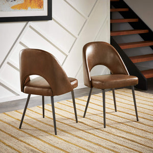 Kryston Retro Dining Chair with Curved Back Iron Legs and Upholstered Foam Seat
