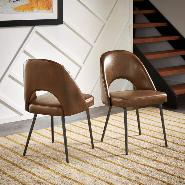 Kryston Retro Dining Chair with Curved Back Iron Legs and Upholstered Foam Seat