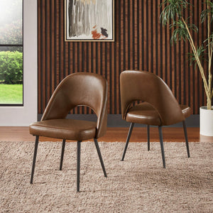 Kryston Retro Dining Chair with Curved Back Iron Legs and Upholstered Foam Seat