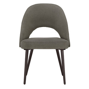 Homelegance Krista Upholstered Fabric Dining Chair Set with Open Back and Iron Legs Mid Century Black / Dark Grey 634C-DGF