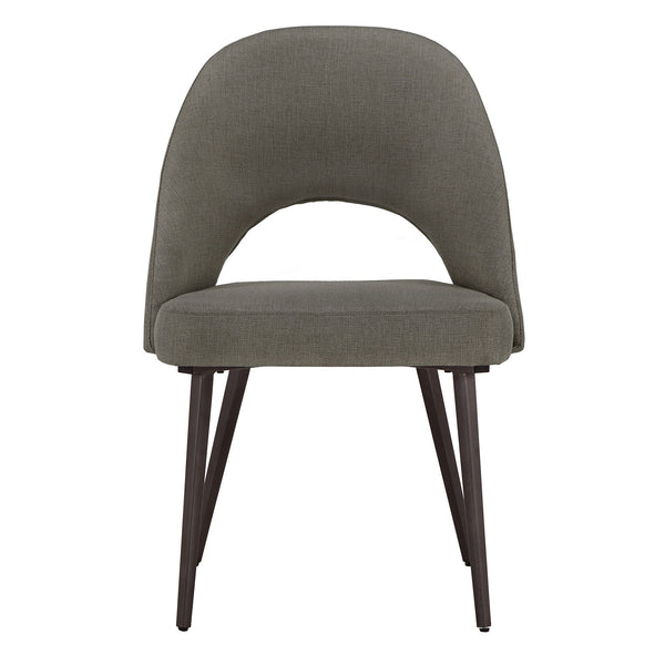 Homelegance Krista Upholstered Fabric Dining Chair Set with Open Back and Iron Legs Mid Century Black / Dark Grey 634C-DGF