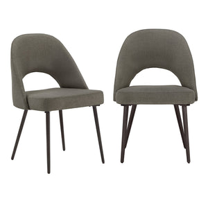 Krista Upholstered Fabric Dining Chair Set with Open Back and Iron Legs Mid Century