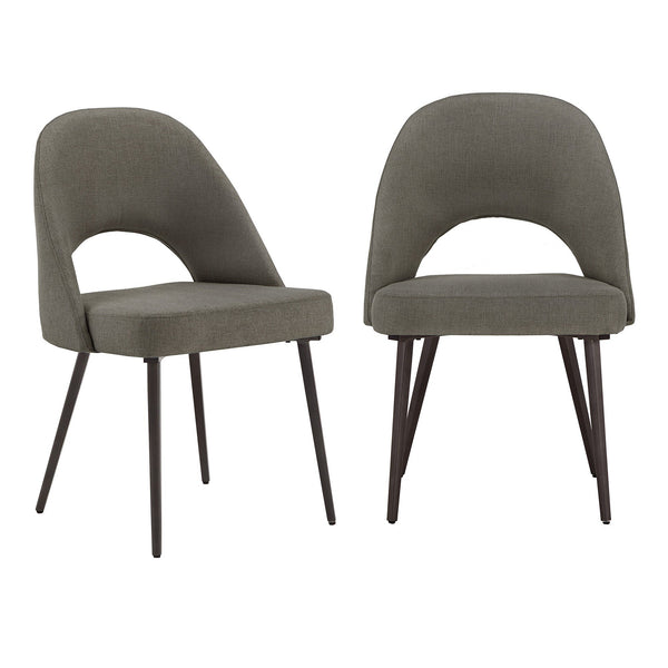 Krista Upholstered Fabric Dining Chair Set with Open Back and Iron Legs Mid Century