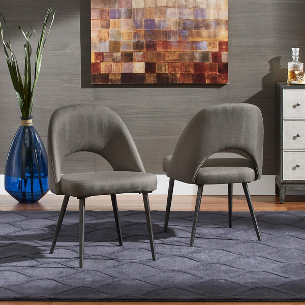 Krista Upholstered Fabric Dining Chair Set with Open Back and Iron Legs Mid Century