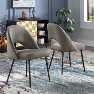 Krista Upholstered Fabric Dining Chair Set with Open Back and Iron Legs Mid Century