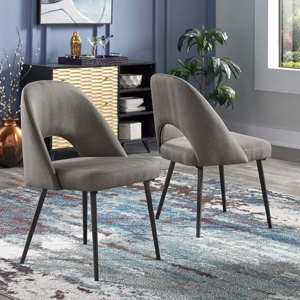Krista Upholstered Fabric Dining Chair Set with Open Back and Iron Legs Mid Century