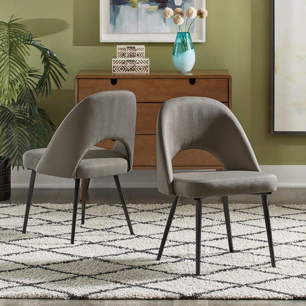 Krista Upholstered Fabric Dining Chair Set with Open Back and Iron Legs Mid Century