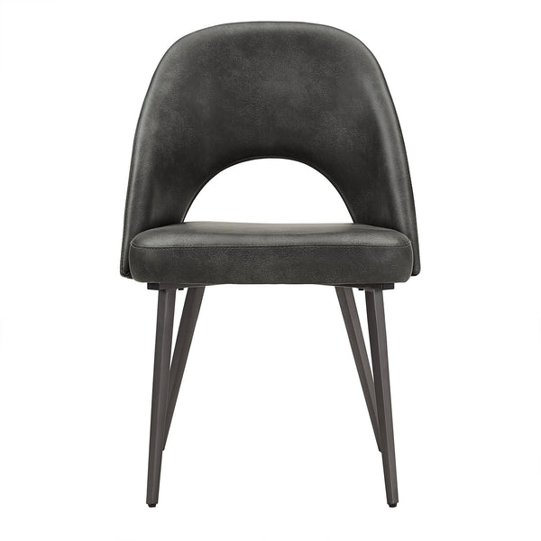 Kryston Retro Dining Chair with Curved Back Iron Legs and Upholstered Foam Seat