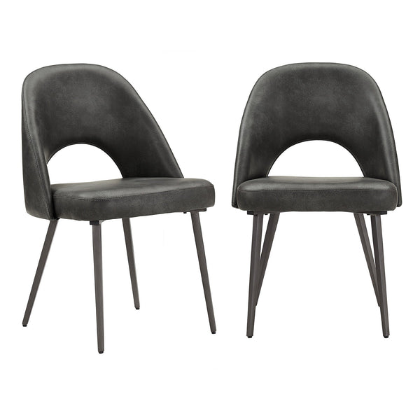 Kryston Retro Dining Chair with Curved Back Iron Legs and Upholstered Foam Seat