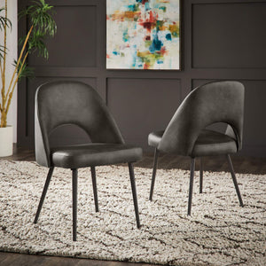 Kryston Retro Dining Chair with Curved Back Iron Legs and Upholstered Foam Seat