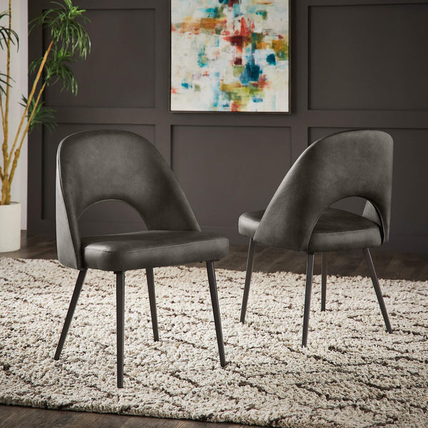 Kryston Retro Dining Chair with Curved Back Iron Legs and Upholstered Foam Seat