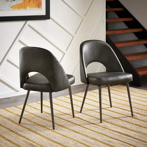 Kryston Retro Dining Chair with Curved Back Iron Legs and Upholstered Foam Seat