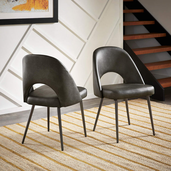 Kryston Retro Dining Chair with Curved Back Iron Legs and Upholstered Foam Seat