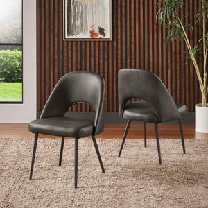 Kryston Retro Dining Chair with Curved Back Iron Legs and Upholstered Foam Seat
