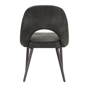 Kryston Retro Dining Chair with Curved Back Iron Legs and Upholstered Foam Seat