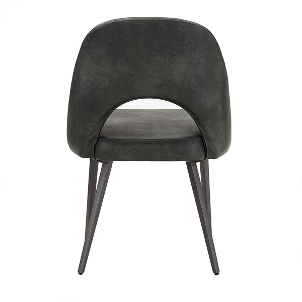 Kryston Retro Dining Chair with Curved Back Iron Legs and Upholstered Foam Seat