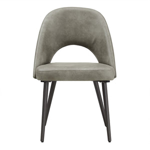 Homelegance Kryston Retro Dining Chair with Curved Back Iron Legs and Upholstered Foam Seat Black / Light Grey 634C-GPU