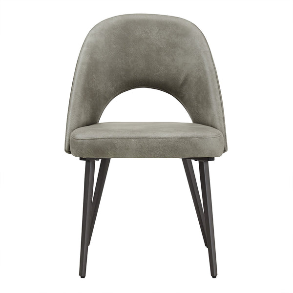 Homelegance Kryston Retro Dining Chair with Curved Back Iron Legs and Upholstered Foam Seat Black / Light Grey 634C-GPU