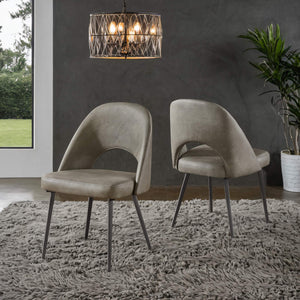 Kryston Retro Dining Chair with Curved Back Iron Legs and Upholstered Foam Seat