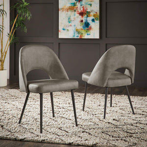 Kryston Retro Dining Chair with Curved Back Iron Legs and Upholstered Foam Seat