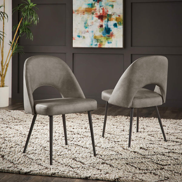 Kryston Retro Dining Chair with Curved Back Iron Legs and Upholstered Foam Seat