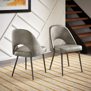 Kryston Retro Dining Chair with Curved Back Iron Legs and Upholstered Foam Seat