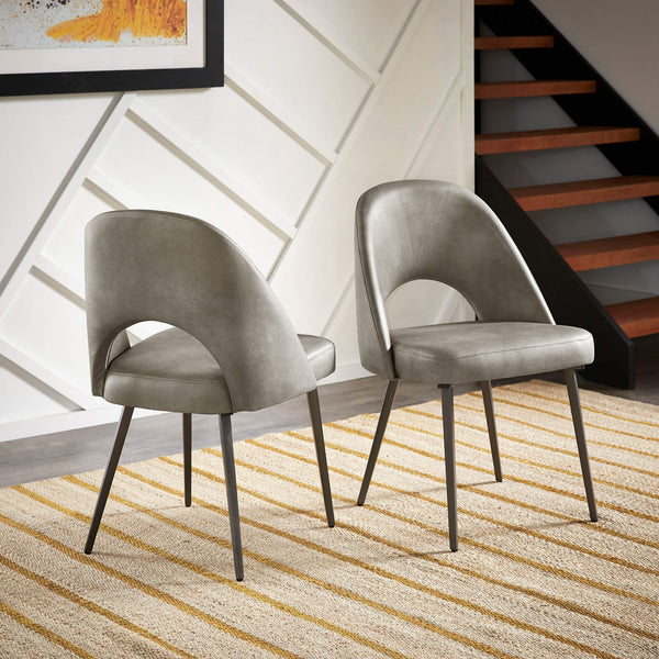 Kryston Retro Dining Chair with Curved Back Iron Legs and Upholstered Foam Seat