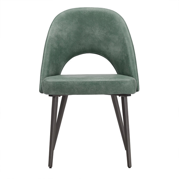 Kryston Retro Dining Chair with Curved Back Iron Legs and Upholstered Foam Seat