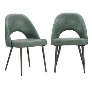 Kryston Retro Dining Chair with Curved Back Iron Legs and Upholstered Foam Seat