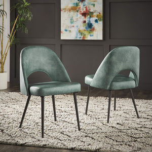 Kryston Retro Dining Chair with Curved Back Iron Legs and Upholstered Foam Seat