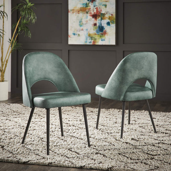 Kryston Retro Dining Chair with Curved Back Iron Legs and Upholstered Foam Seat