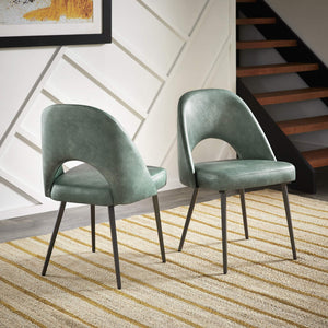 Kryston Retro Dining Chair with Curved Back Iron Legs and Upholstered Foam Seat