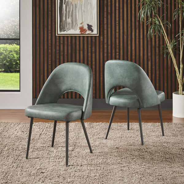 Kryston Retro Dining Chair with Curved Back Iron Legs and Upholstered Foam Seat