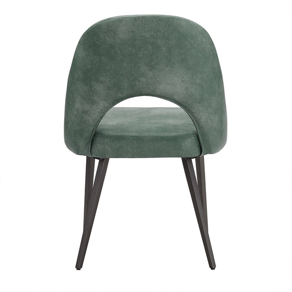 Kryston Retro Dining Chair with Curved Back Iron Legs and Upholstered Foam Seat