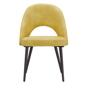 Kryston Retro Dining Chair with Curved Back Iron Legs and Upholstered Foam Seat