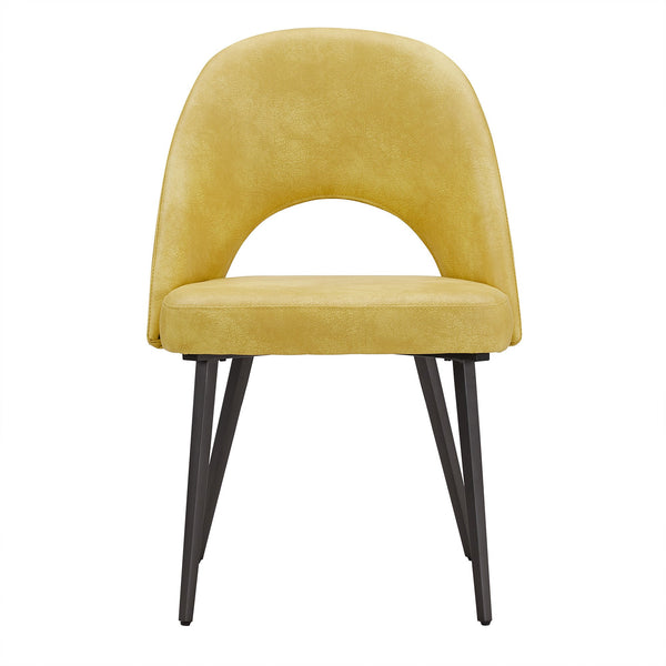 Kryston Retro Dining Chair with Curved Back Iron Legs and Upholstered Foam Seat