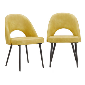 Kryston Retro Dining Chair with Curved Back Iron Legs and Upholstered Foam Seat